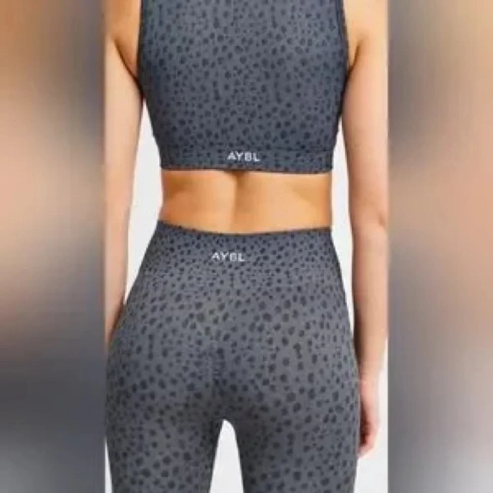 AYBL Evolve Speckle Seamless Charcoal Leopard Print Activewear Set Medium Large - Picture 2 of 11